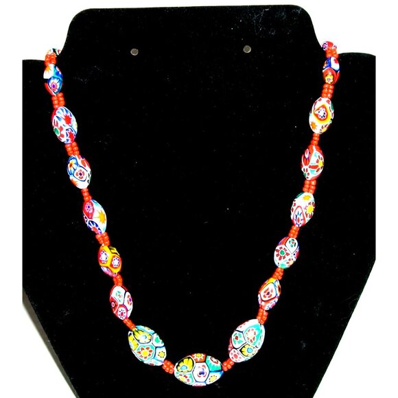 Millefiori Glass Beaded Necklace - Picture 1 of 1